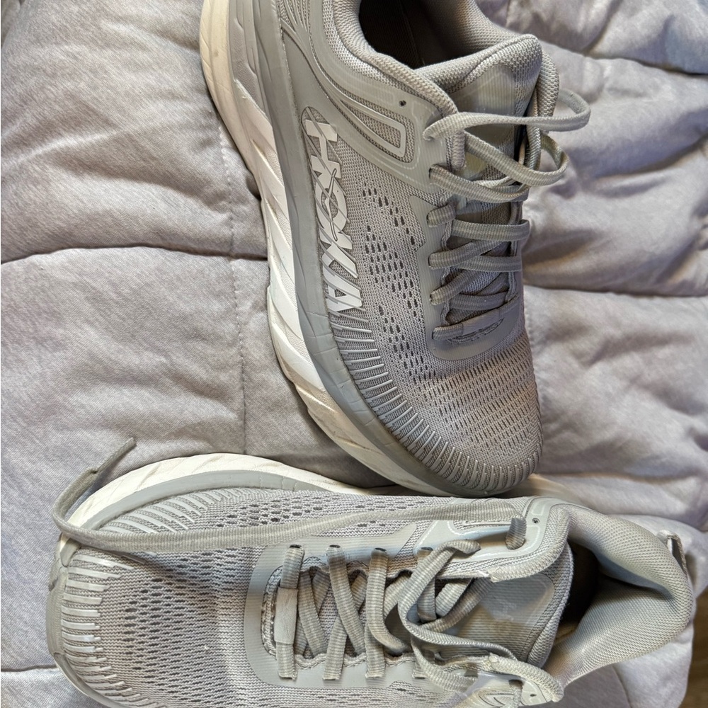 Hoka Women's Light Gray Mesh Running Sneakers